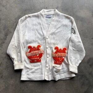 Vintage 1970s White and Orange Cardigan Measure 19x23